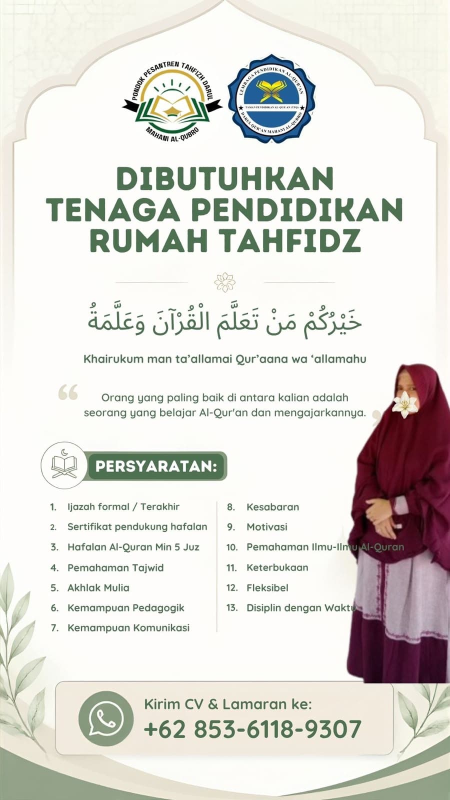 Dibutuhkkan Tenaga Pendidikan Rumah Tahfiz